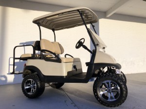 Economy Beige Lifted Club Car Precedent Golf Cart Tidewater Carts